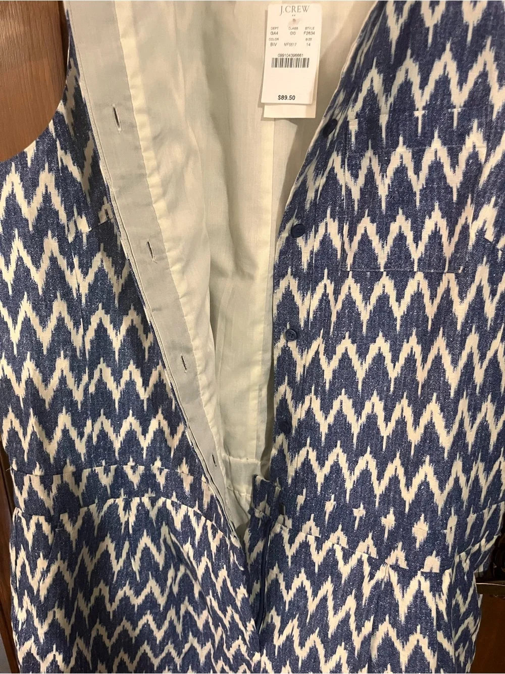 J.Crew blue and cream romper